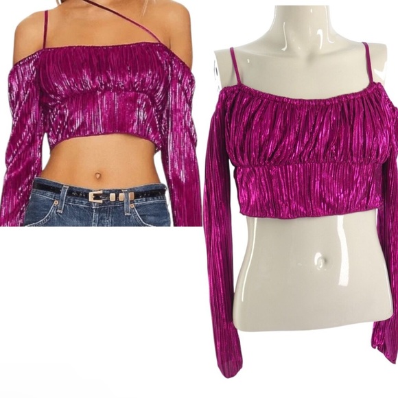 REVOLVE X House of Harlow 1960 Sydelle Cropped Barbie Core Top Fuchsia Size XS - Picture 6 of 16